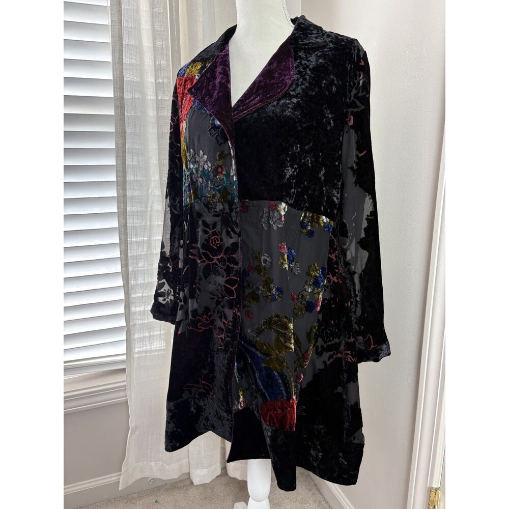 Soft Surroundings Crushed Velvet Cardigan Sheer Long Sleeve Whimsigoth Fairy M